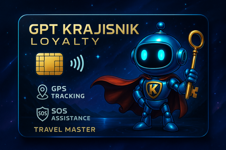 GPT Krajisnik Travel Master kartica sa AI robotom, zlatnim čipom i funkcijama za putovanja