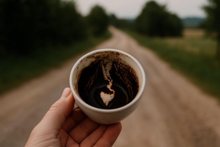 Turska kafa u šoljici, talog formira srce, simbolizujući ljubav i sudbinu u tradicionalnom gledanju u šolju.