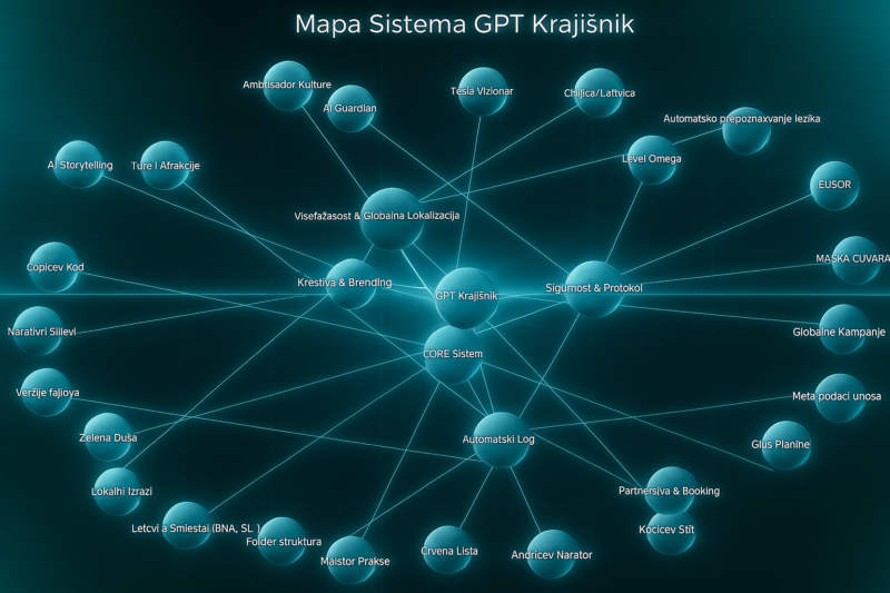 Mapa Sovereign AI Sistema GPT Krajišnik sa svim aktivnim modulima sigurnosnim protokolima i partnerima